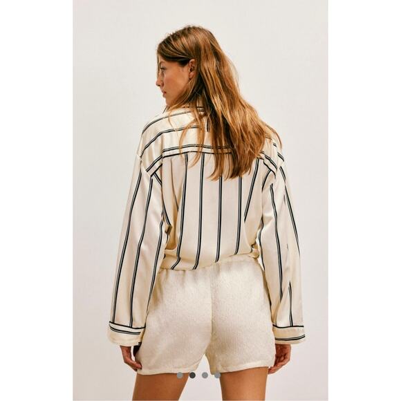 Free People Pearl Satin Shorts Drawstring Waist Tofu L - Picture 4 of 16